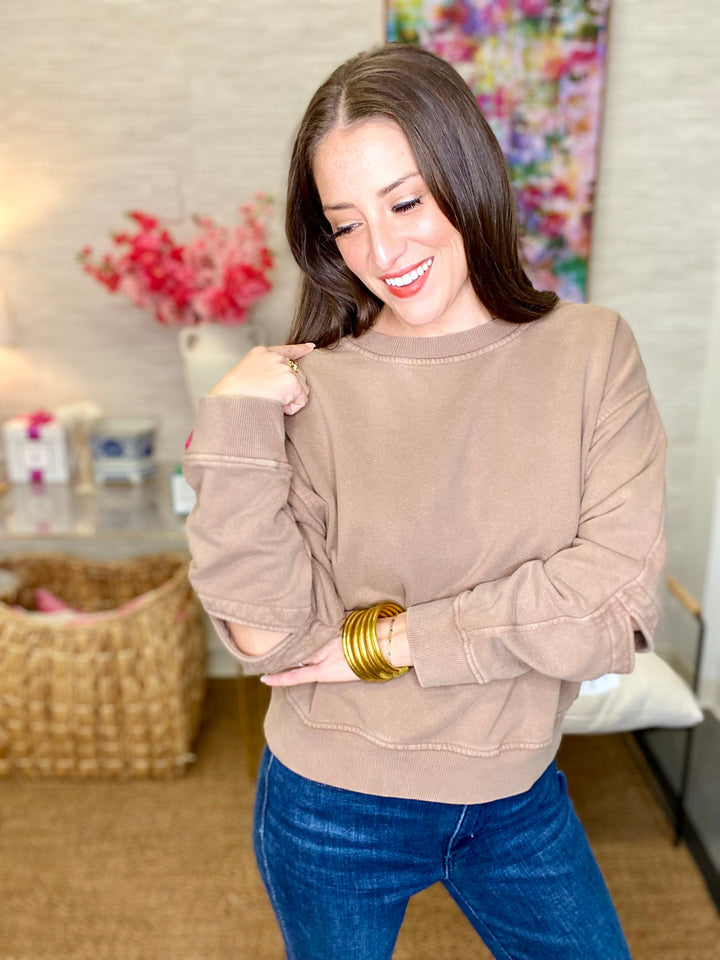 The Friday Open Sleeve Pullover in Mocha