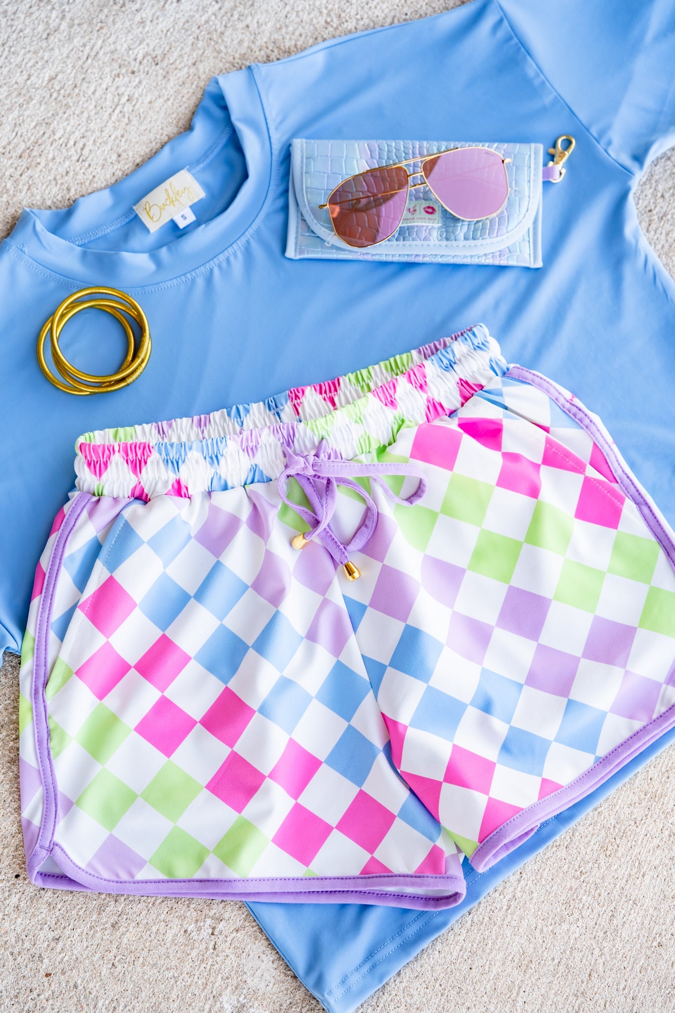 Good Vibes Checkered Everyday Shorts