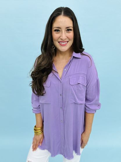 The Fringe Button Top - 2 Colors/AS