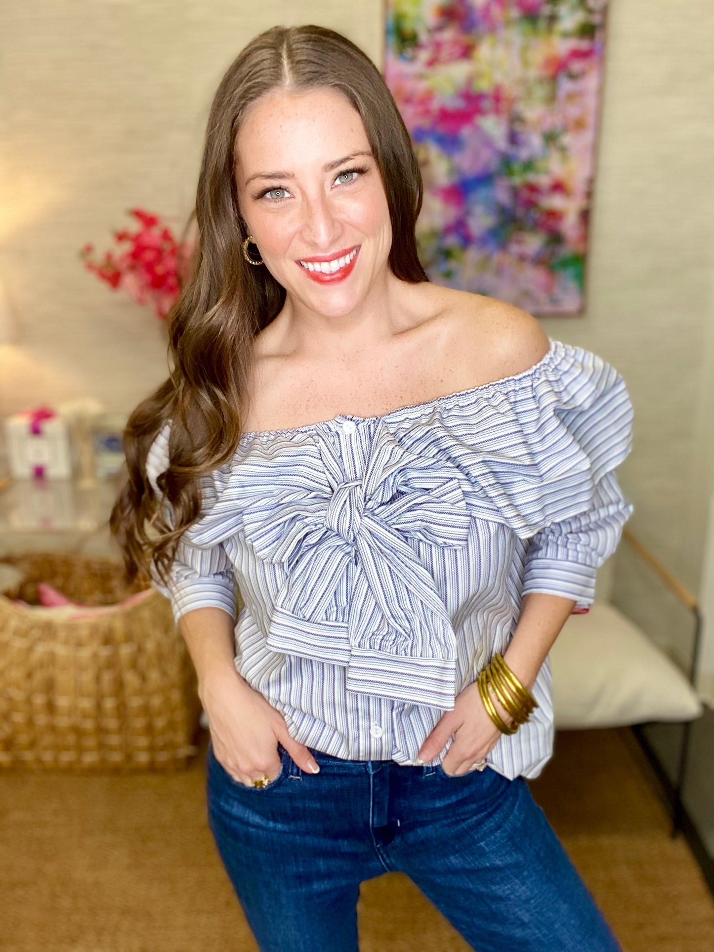 The Blue Bar Stripe Fable Top-AS