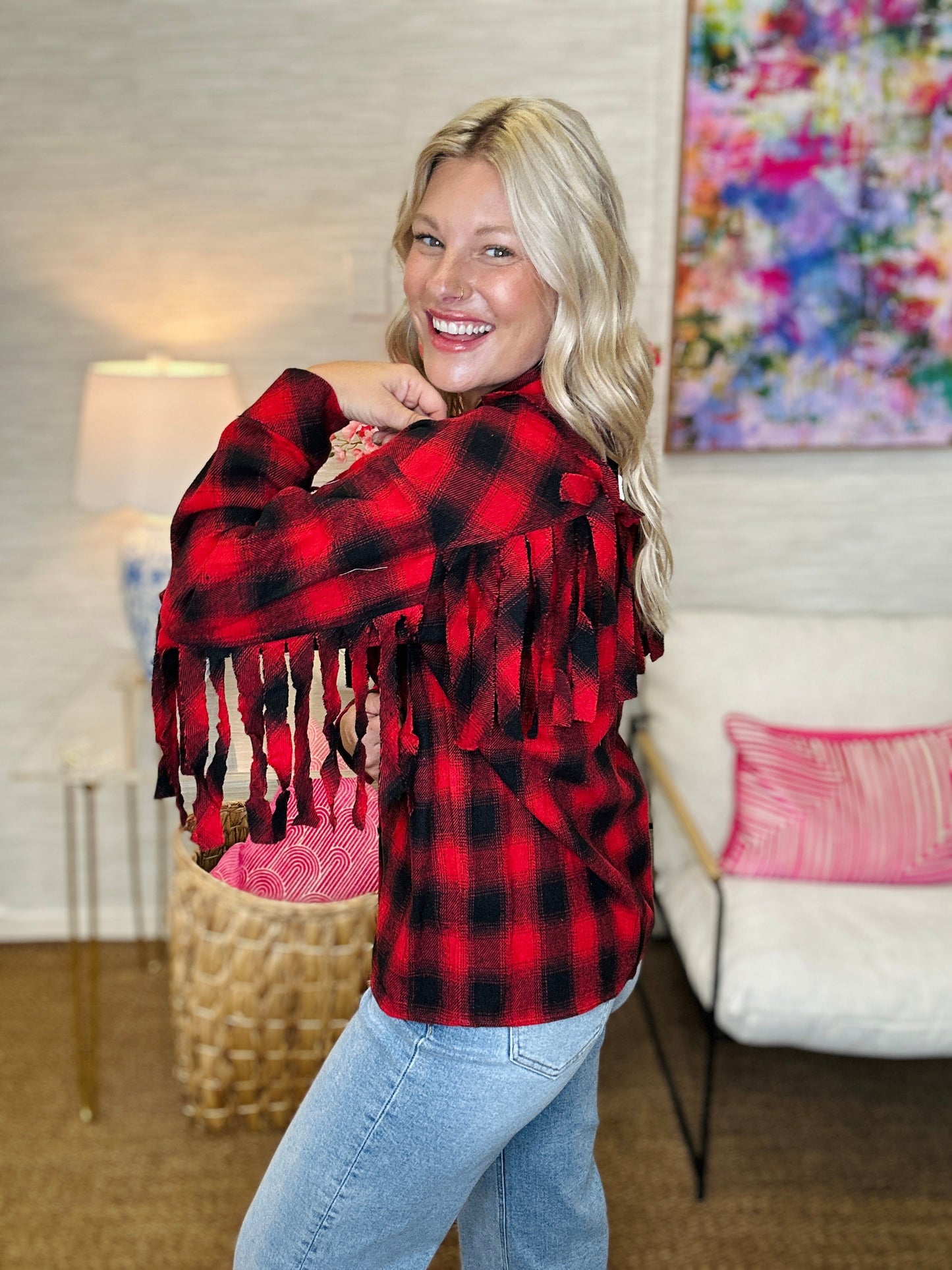 The Fringe Check Shacket-3 Colors