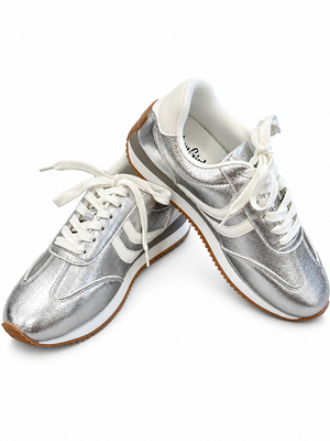 Kickoff Sneakers in Silver Crinkle Metallic