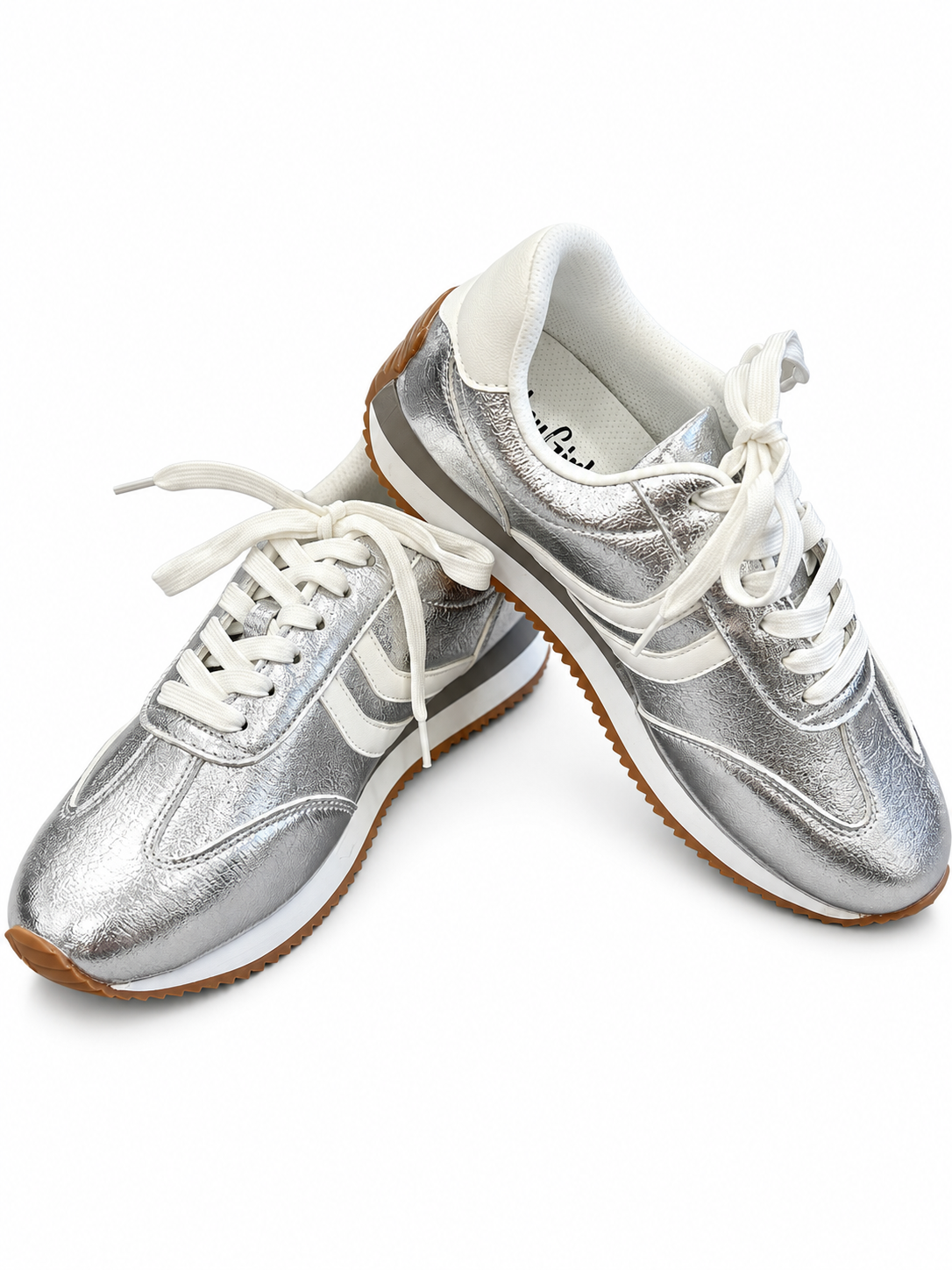 Kickoff Sneakers in Silver Crinkle Metallic