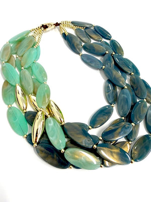The Flat Green Stacked Necklace
