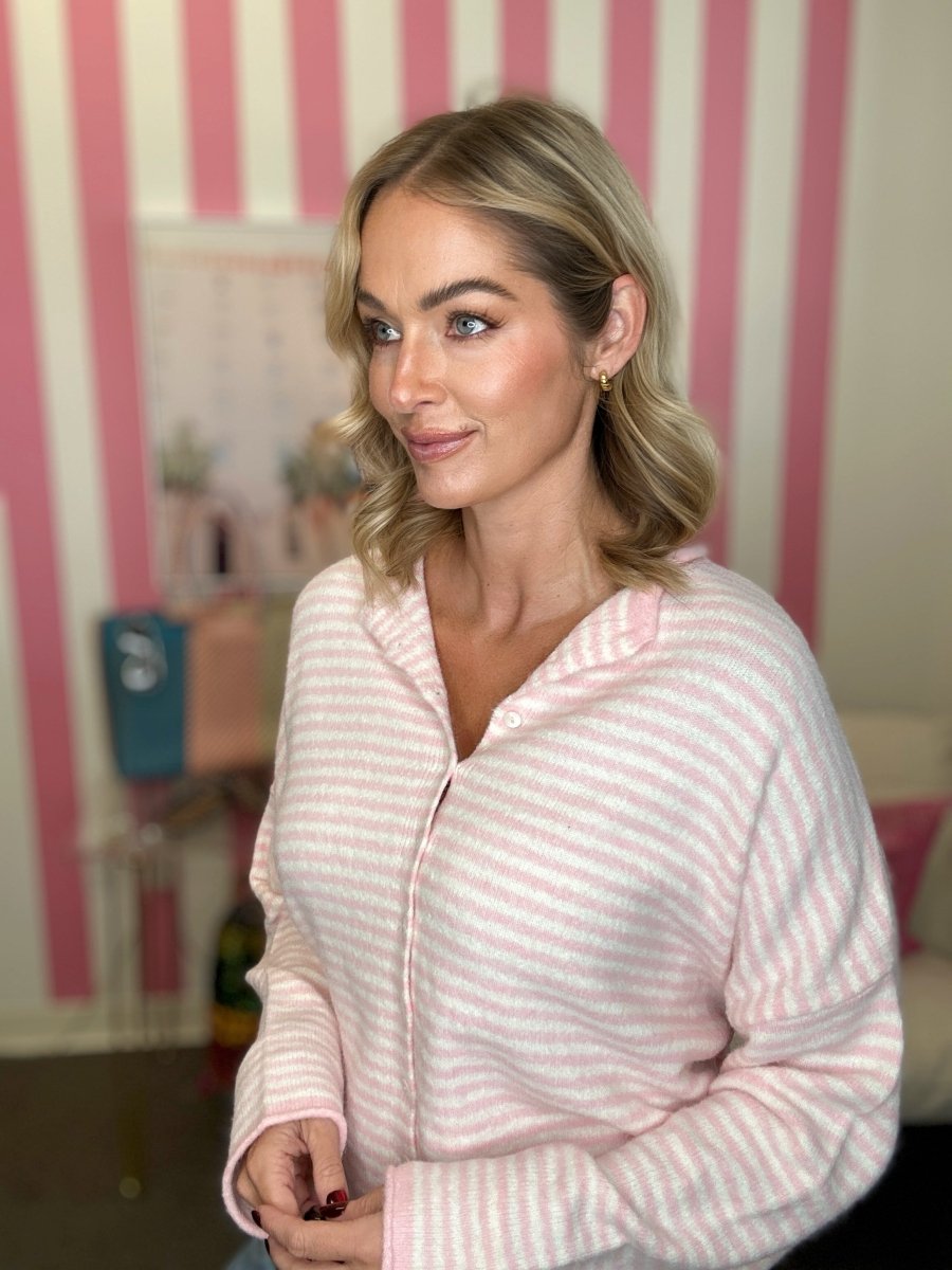 The Worth The Trip Cardigan in Thin Stripe- Lots