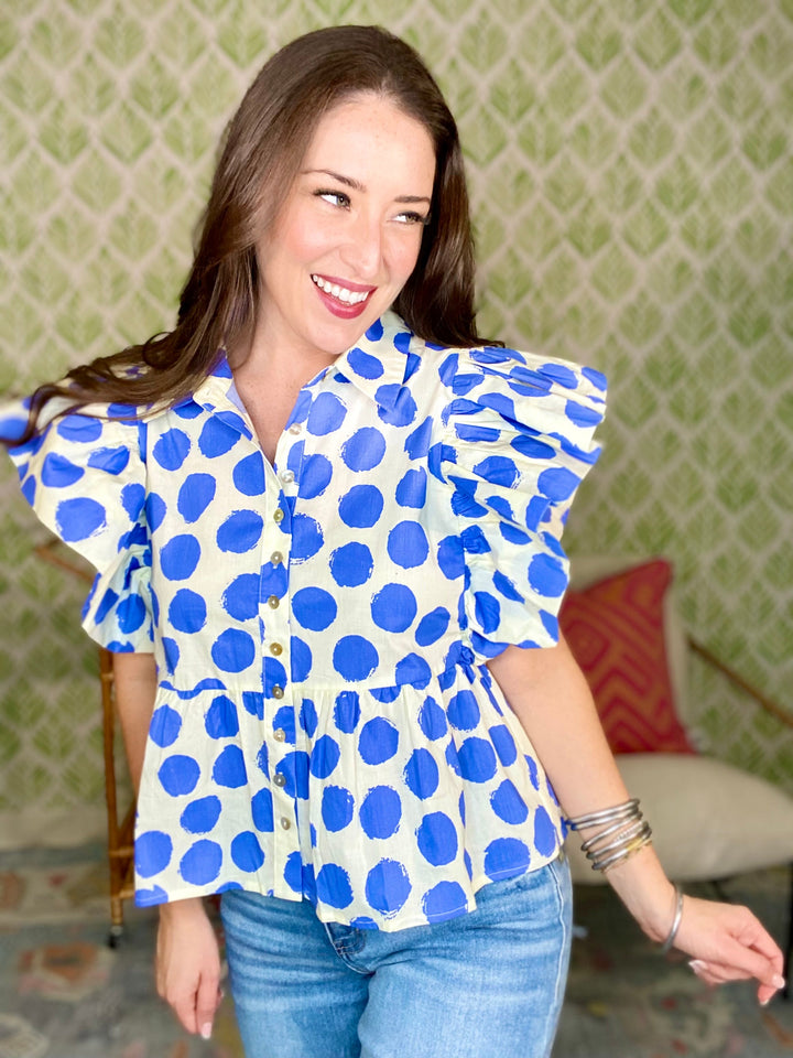 The Polka Top in Blue