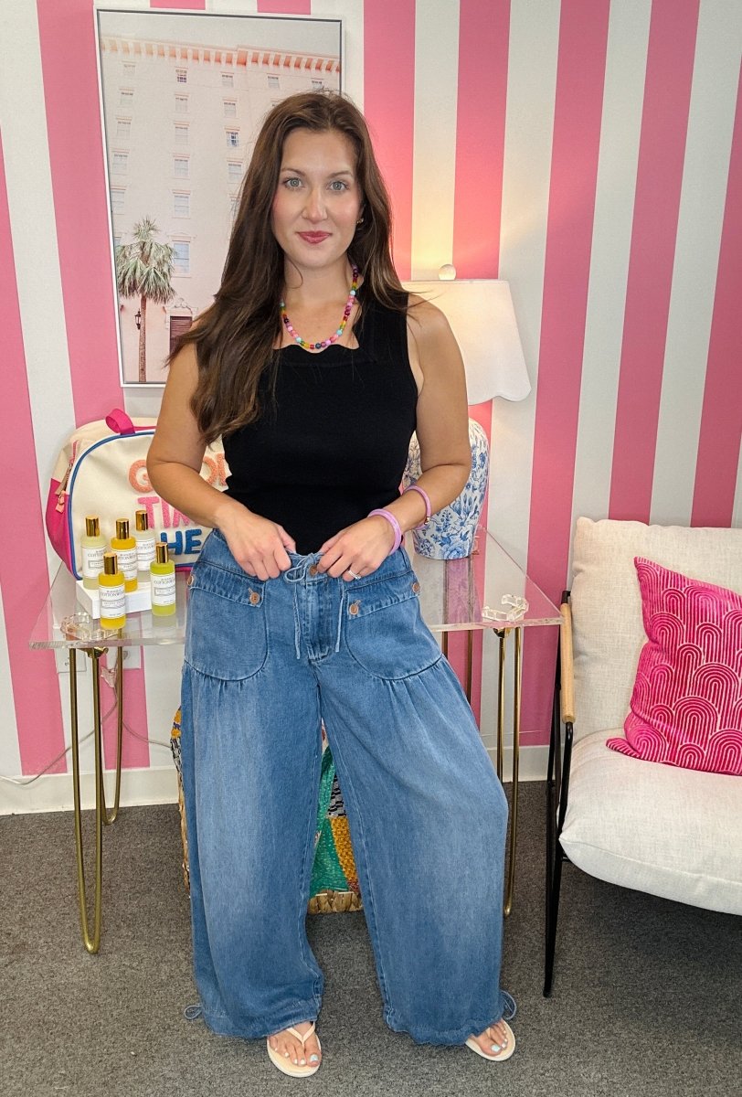 The Denim Stitch Drawstring Pants- AS