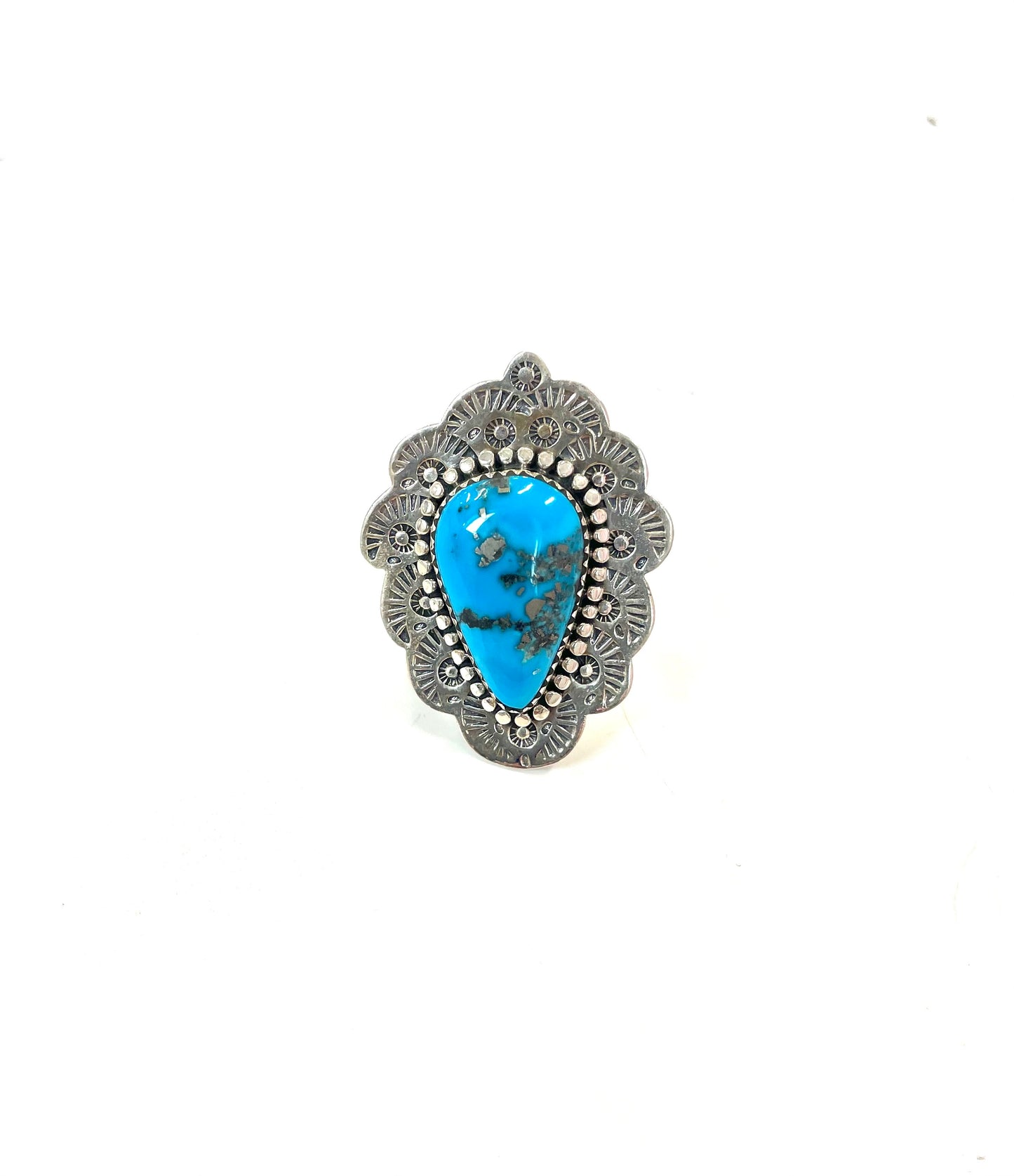 No Stamp Turquoise Teardrop Sterling Ring