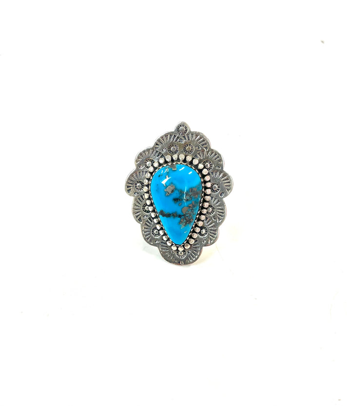 No Stamp Turquoise Teardrop Sterling Ring
