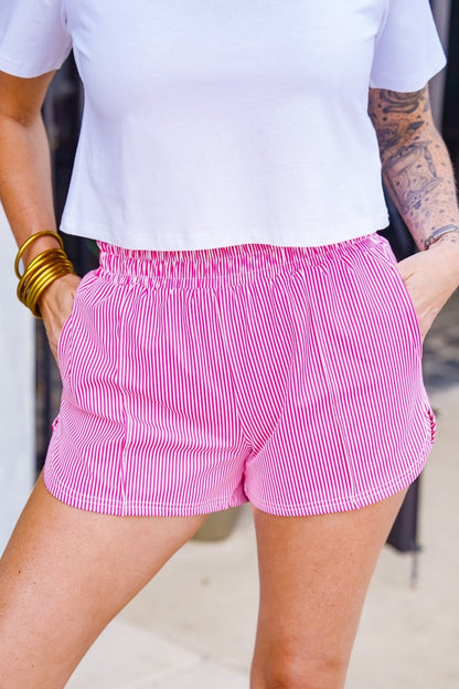 The Buckley Shorts in Classic Stripe Hot Pink