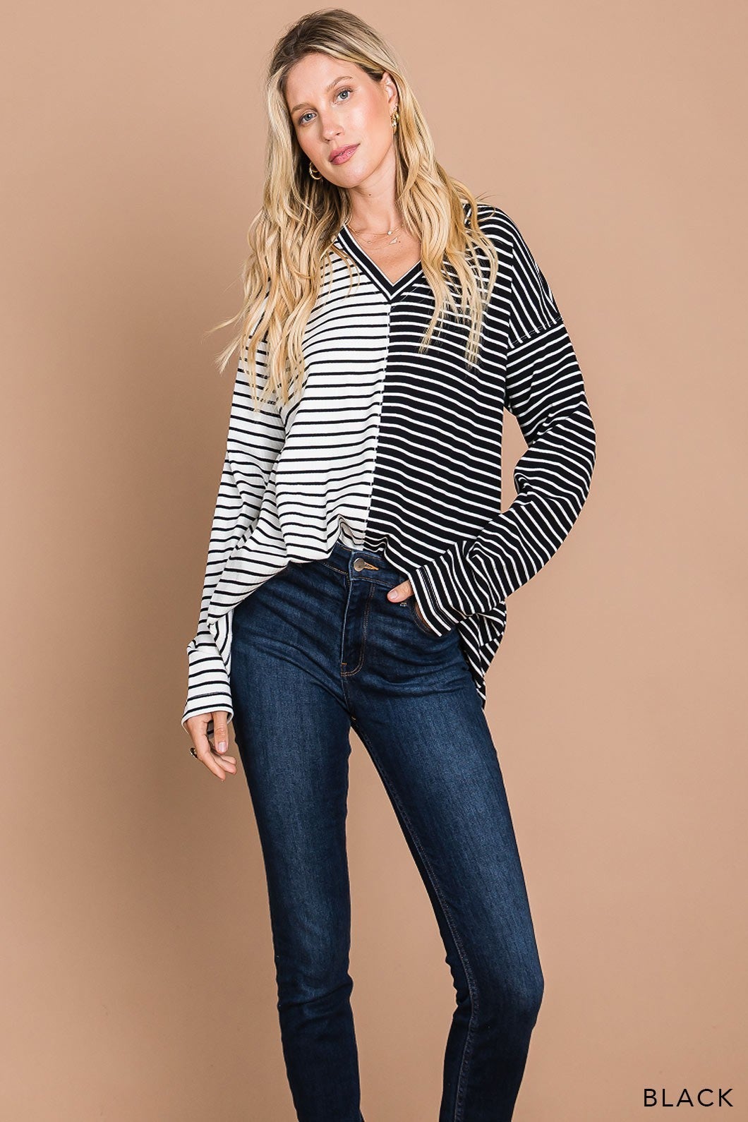 The Split Stripe Top-2 Colors/AS