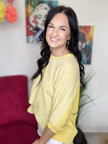 The Mixed Media Top in Yellow