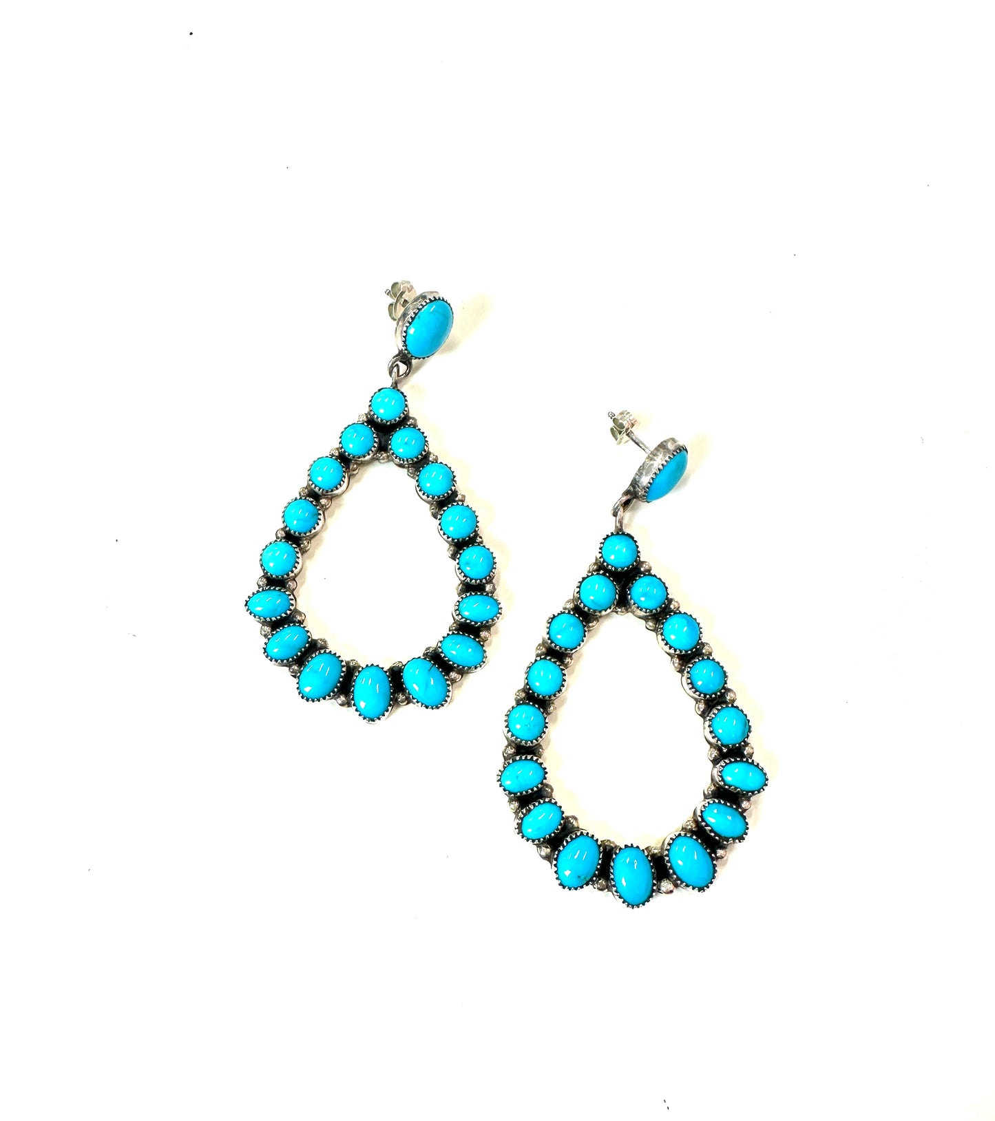 AS Open Teardrop Sterling and Turquoise Earrings