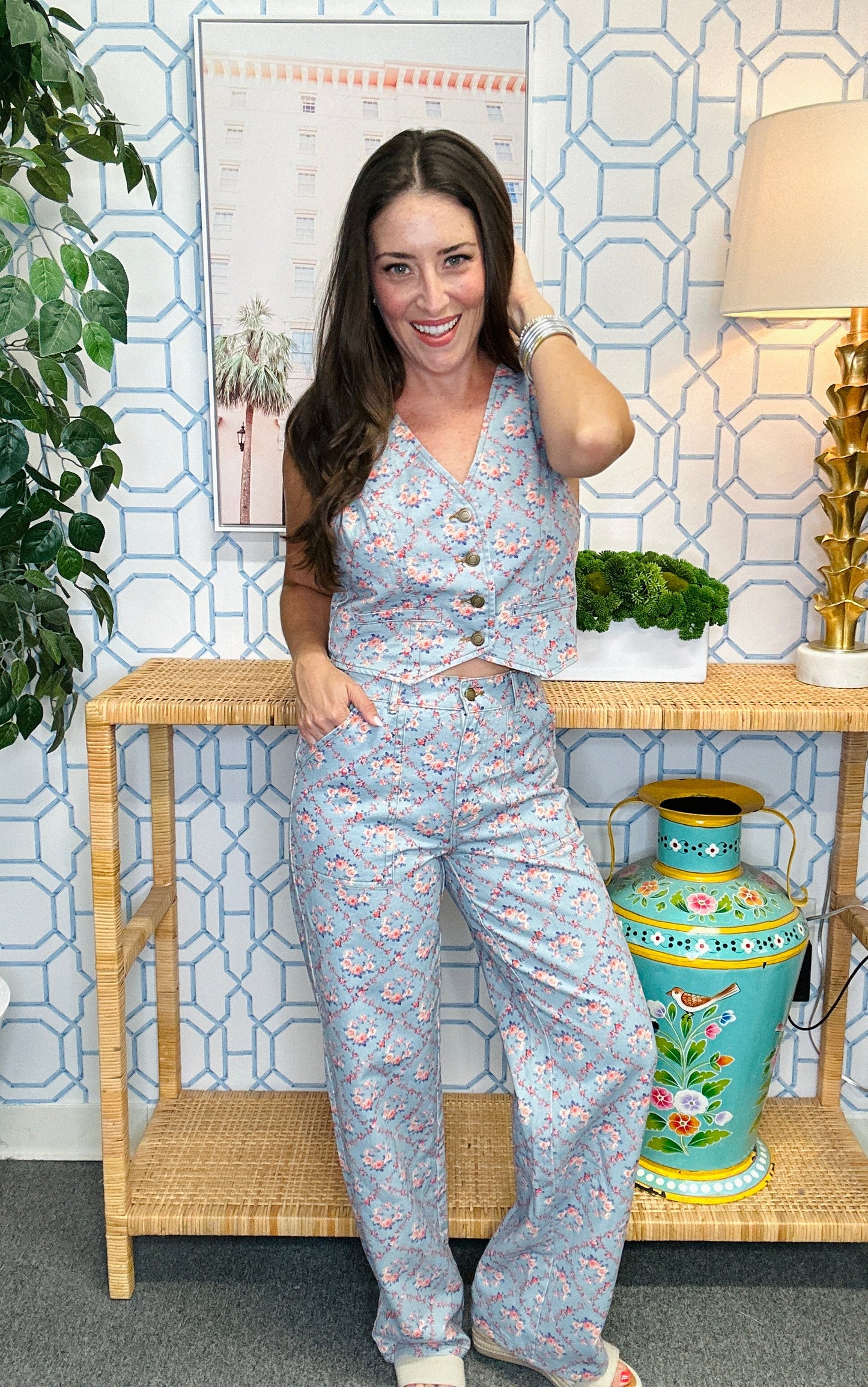 The Floral Denim Pants