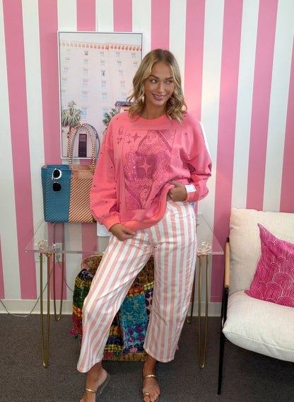 The Pink Stripe Barrel Pants