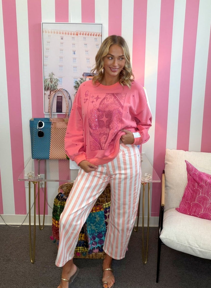 The Pink Stripe Barrel Pants