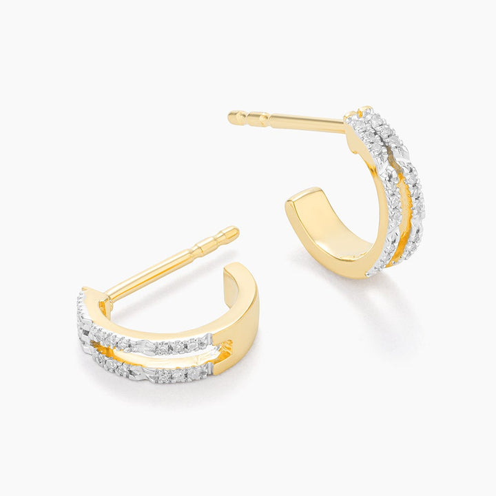 ES Double Bar Huggie Earrings