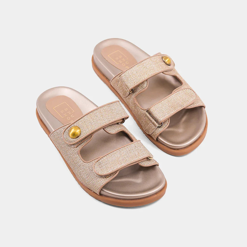 The Gold Woven Blair Sandals