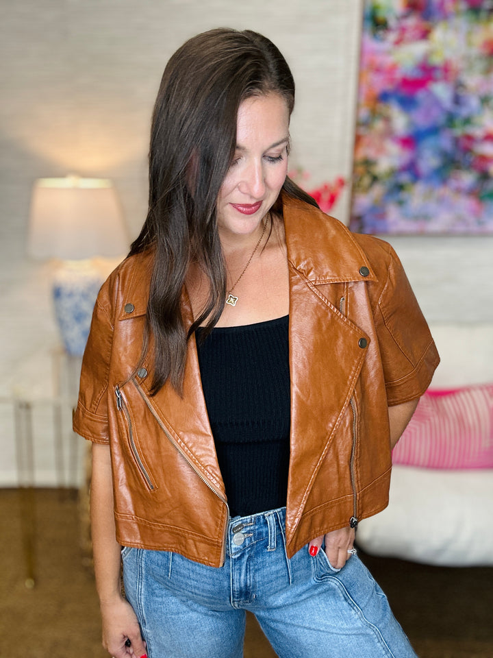 The Cognac Crop Jacket