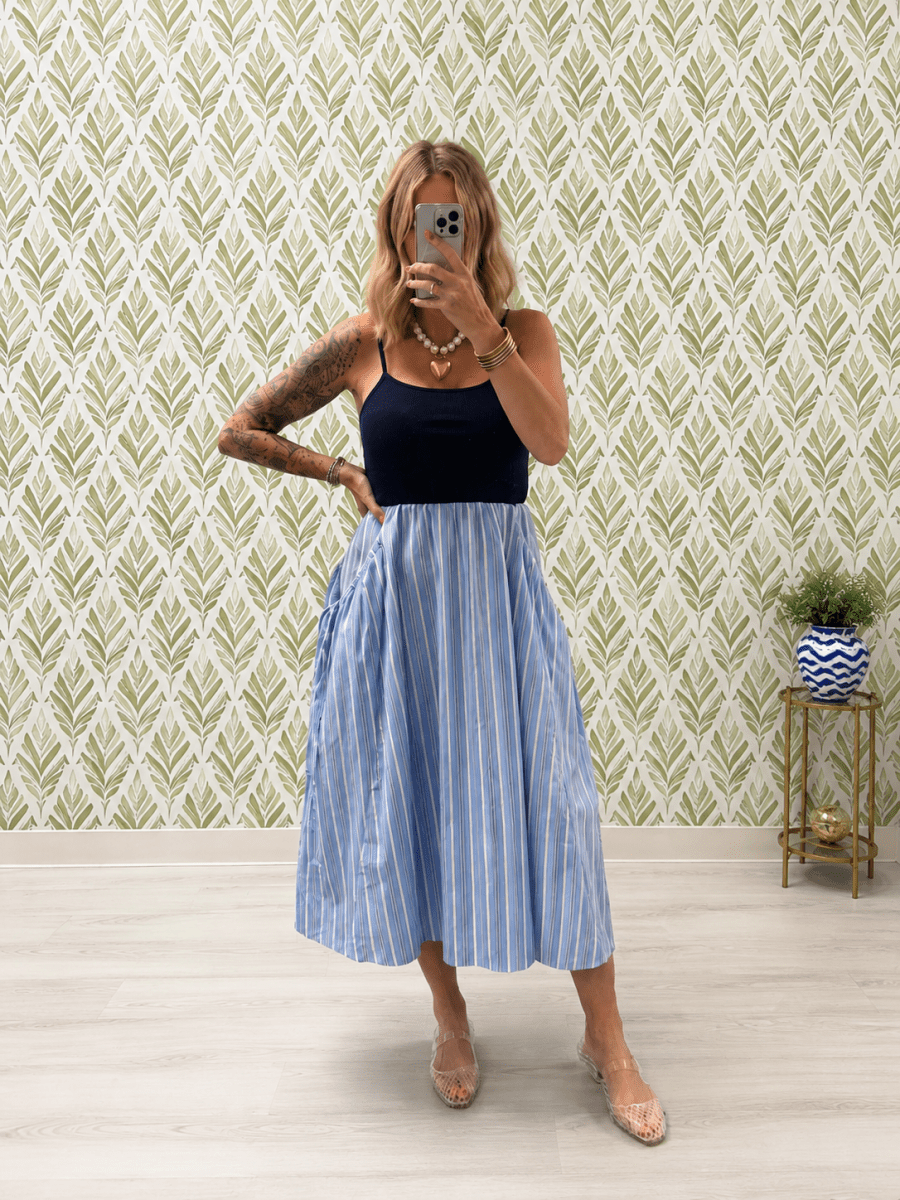 The Ribbed Blue Midi