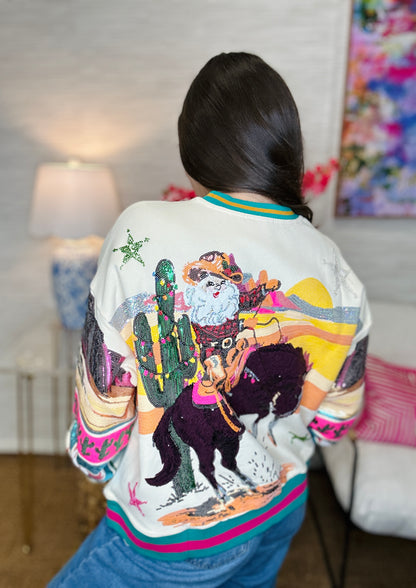 QOS Vintage Cowboy Santa Sweatshirt