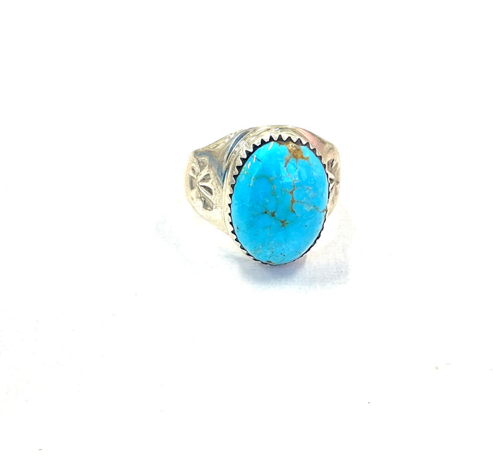 Annie Lincoln Kingman Turquoise Sterling Sz 8 Ring (OO)