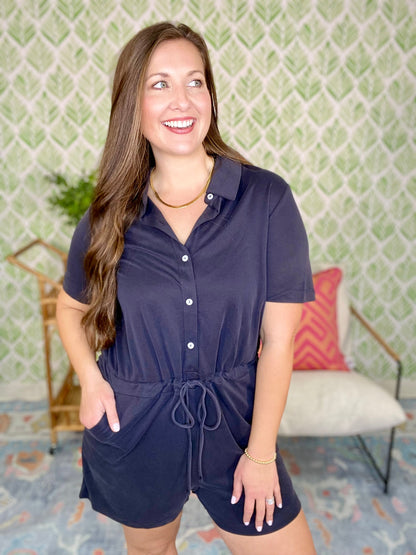 The Meredith Button Romper - 9 Colors