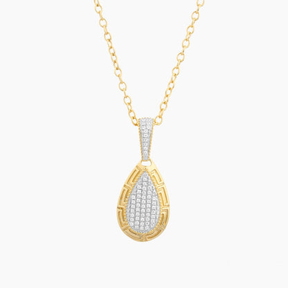ES Gold Rim Raindrop Pendant Necklace