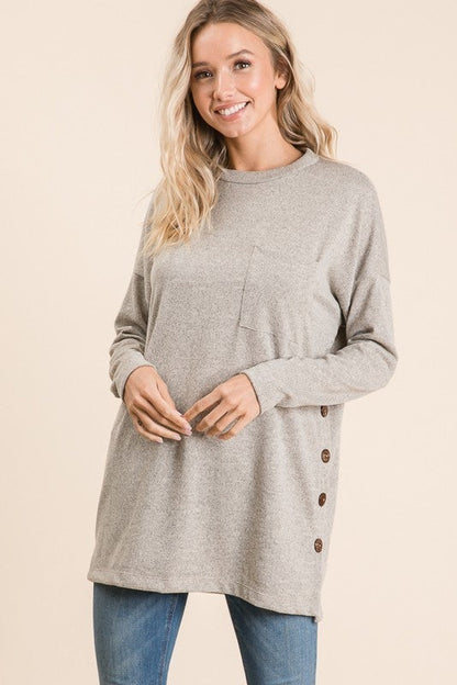 Surprise Steal-Button Tunic in 4 Colors