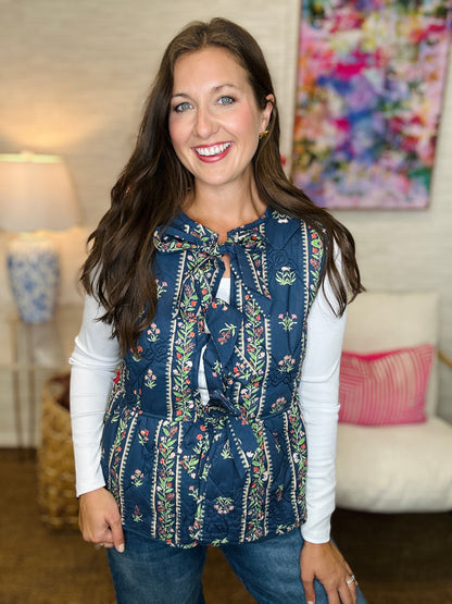 The Navy Quilted Vest
