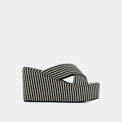 The Black Woven Ludovia Wedges