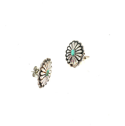 German Sterling and Turq Oval Studs-2 Sizes