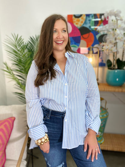 The Sky Pinstripe Marley Top-AS