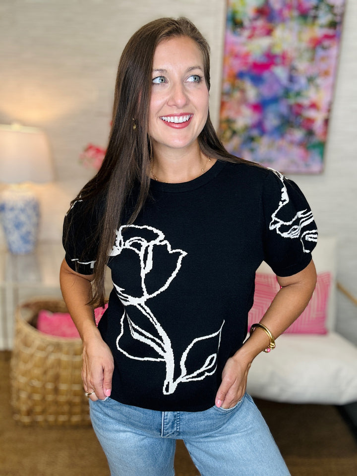 The Flower Sweater in Black