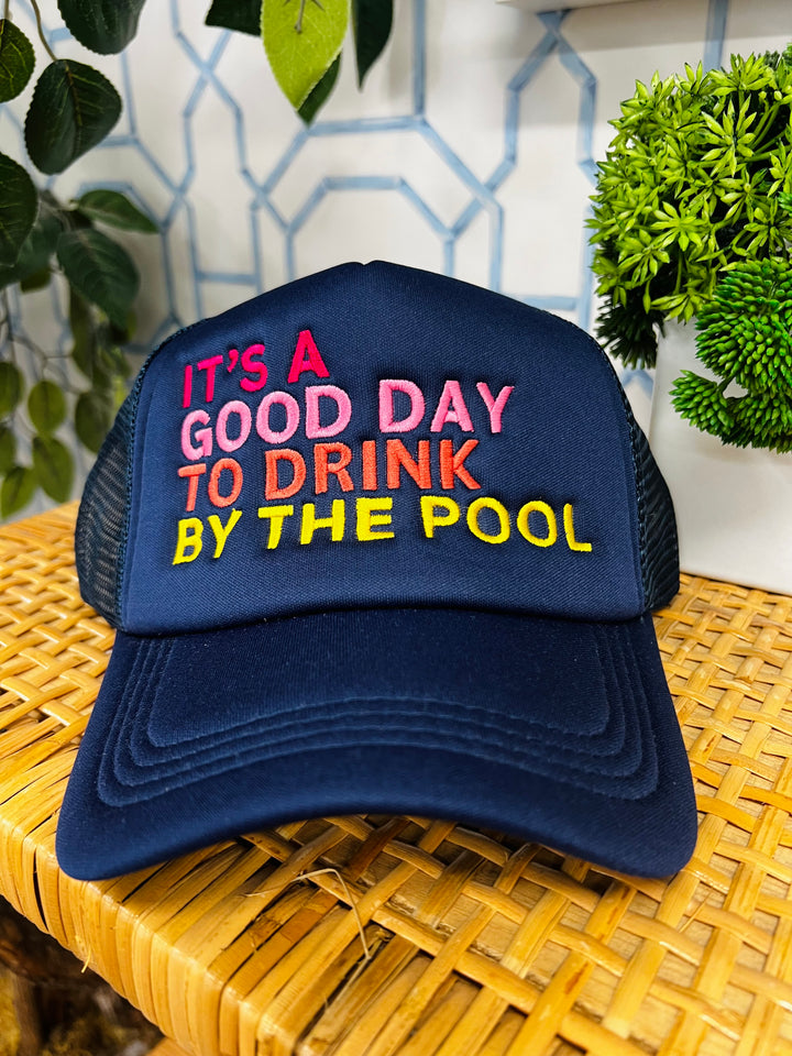 The Navy Drink By The Pool Trucker Hat
