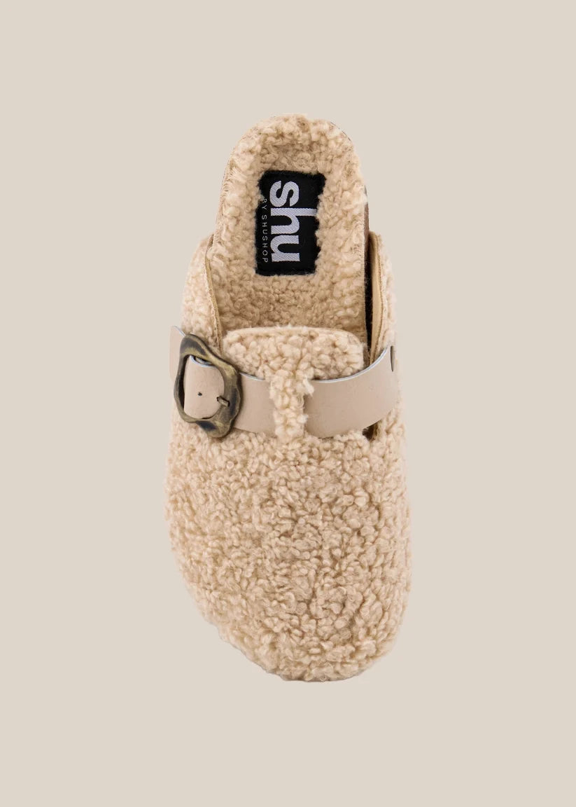 The Teagan Clogs in Taupe Fur