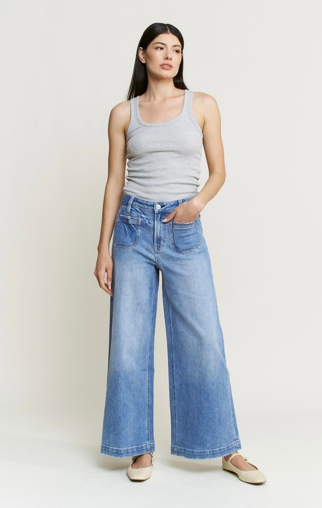 The Mica Ankle Wide Leg Jeans