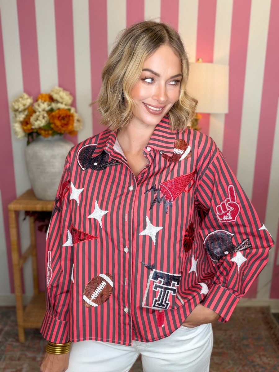 QOS Texas Tech Striped Sparkle Gameday Icon Top