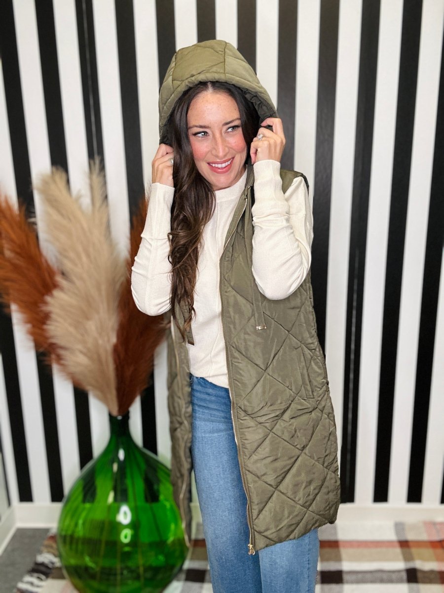 The Mystree Long Puffer in Olive