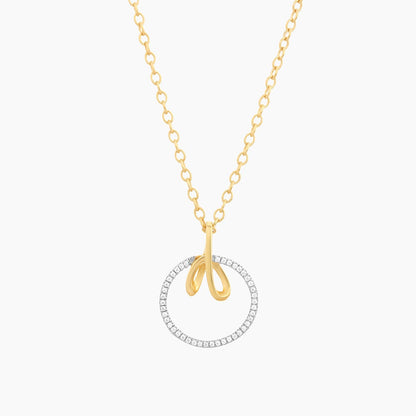 ES Ribbon in a Circle Pendant Necklace
