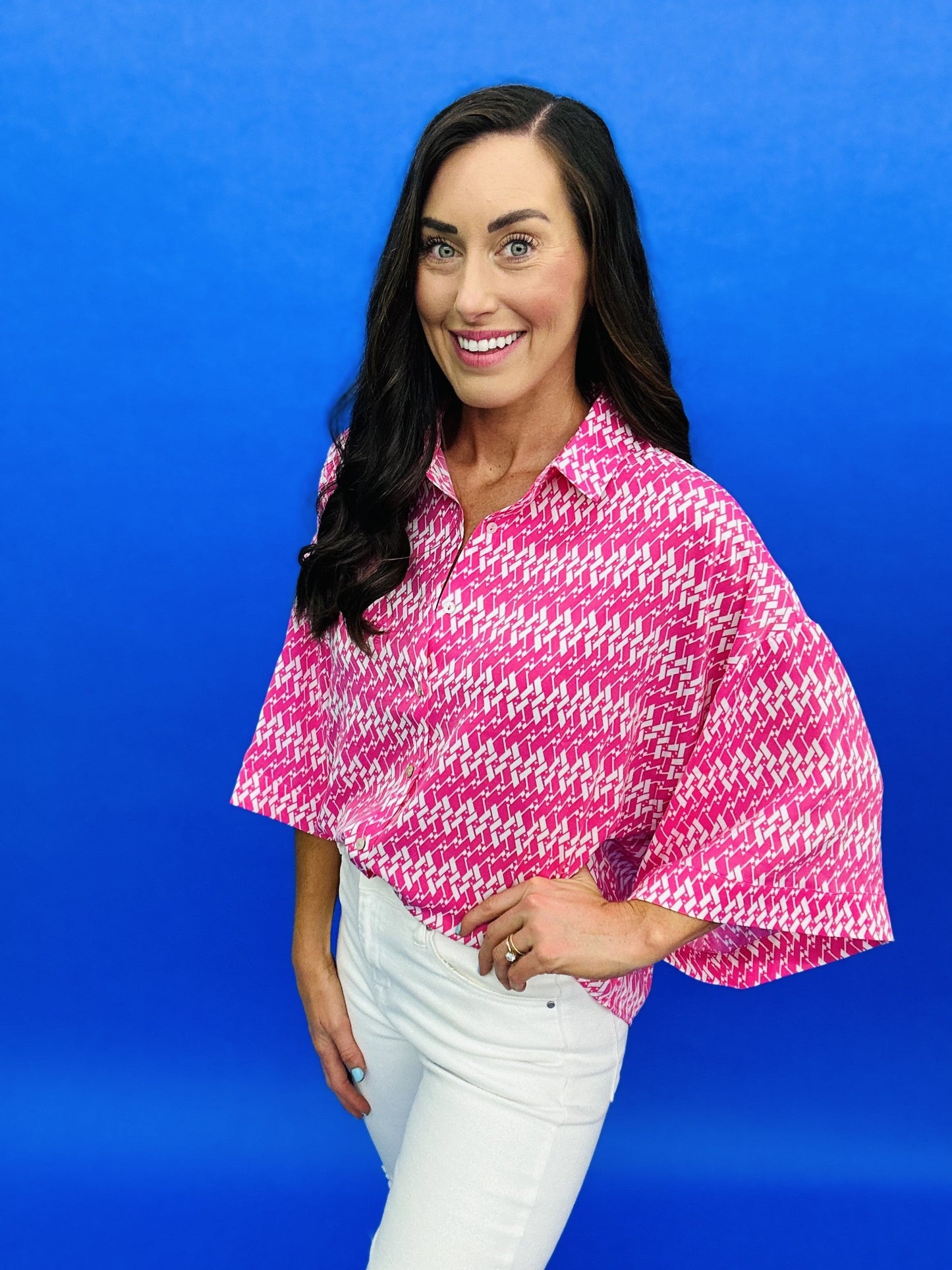 The Pink Sloane Button Top