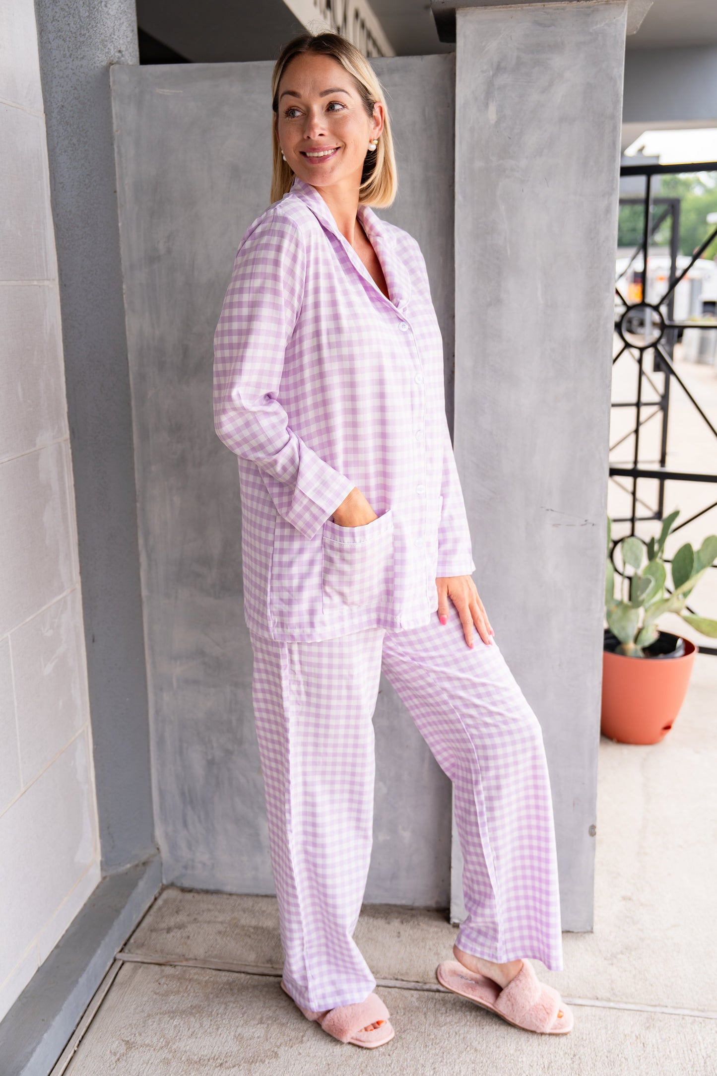 The Buckley Gingham Set in Lilac
