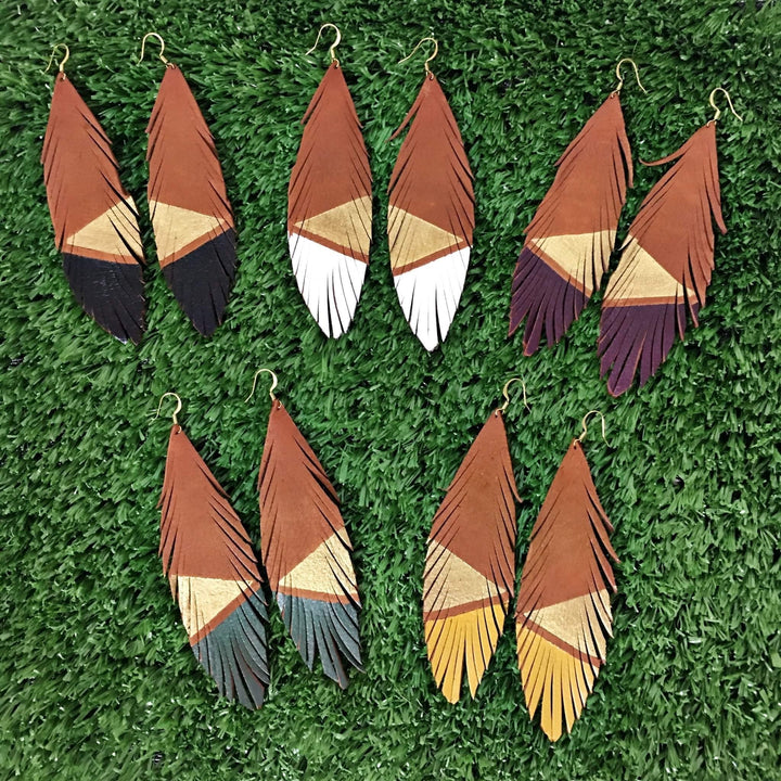 Fall Short Luxe Leather Painted Earrings