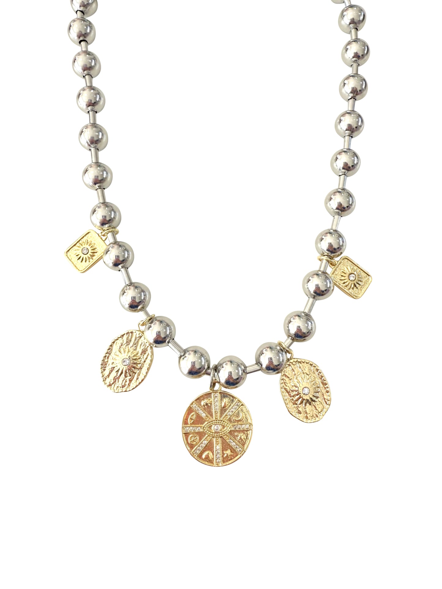 The Multi Coin Silver Charm Necklace