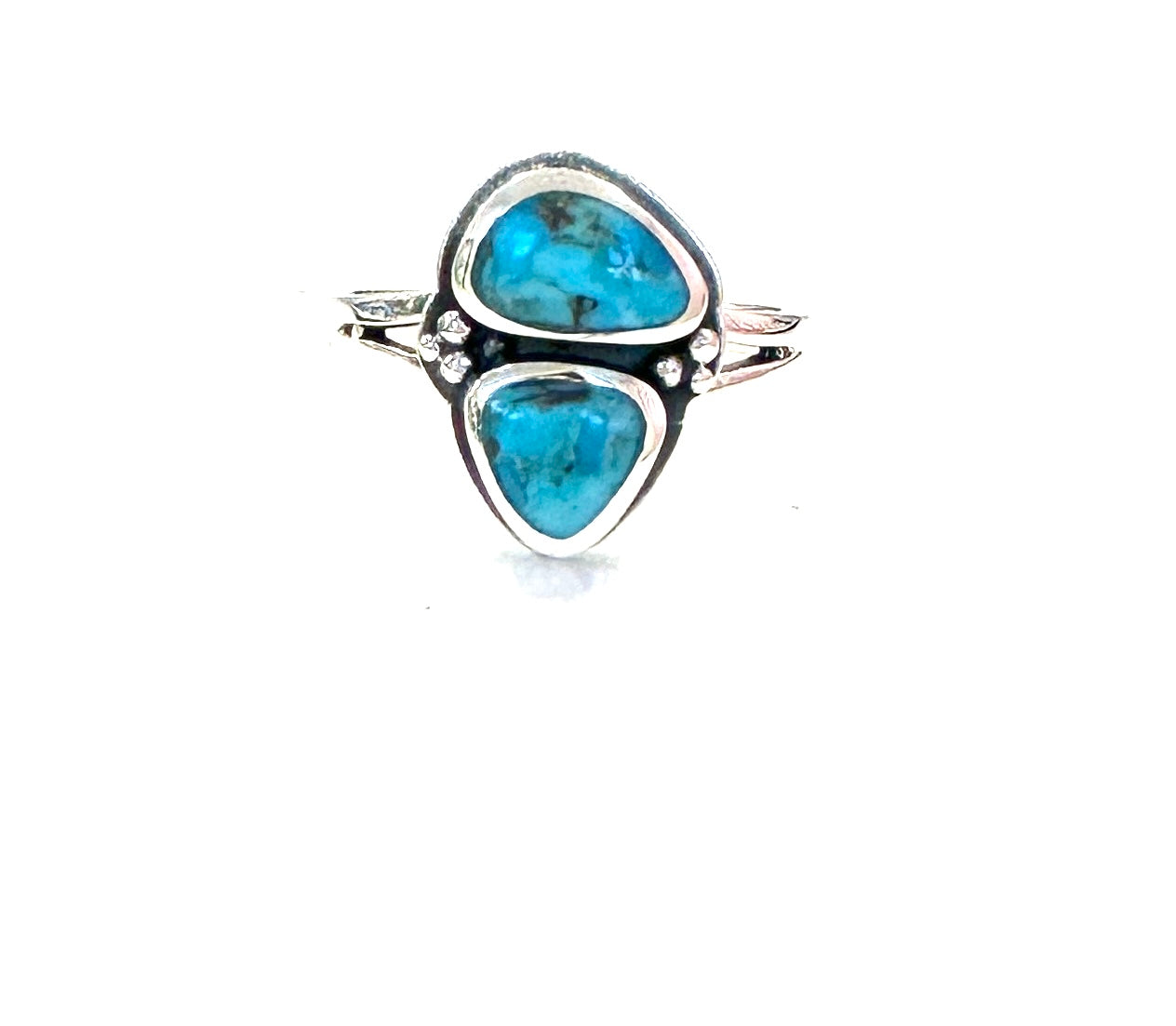 Sterling Ring-Turq Pointed Double Stack