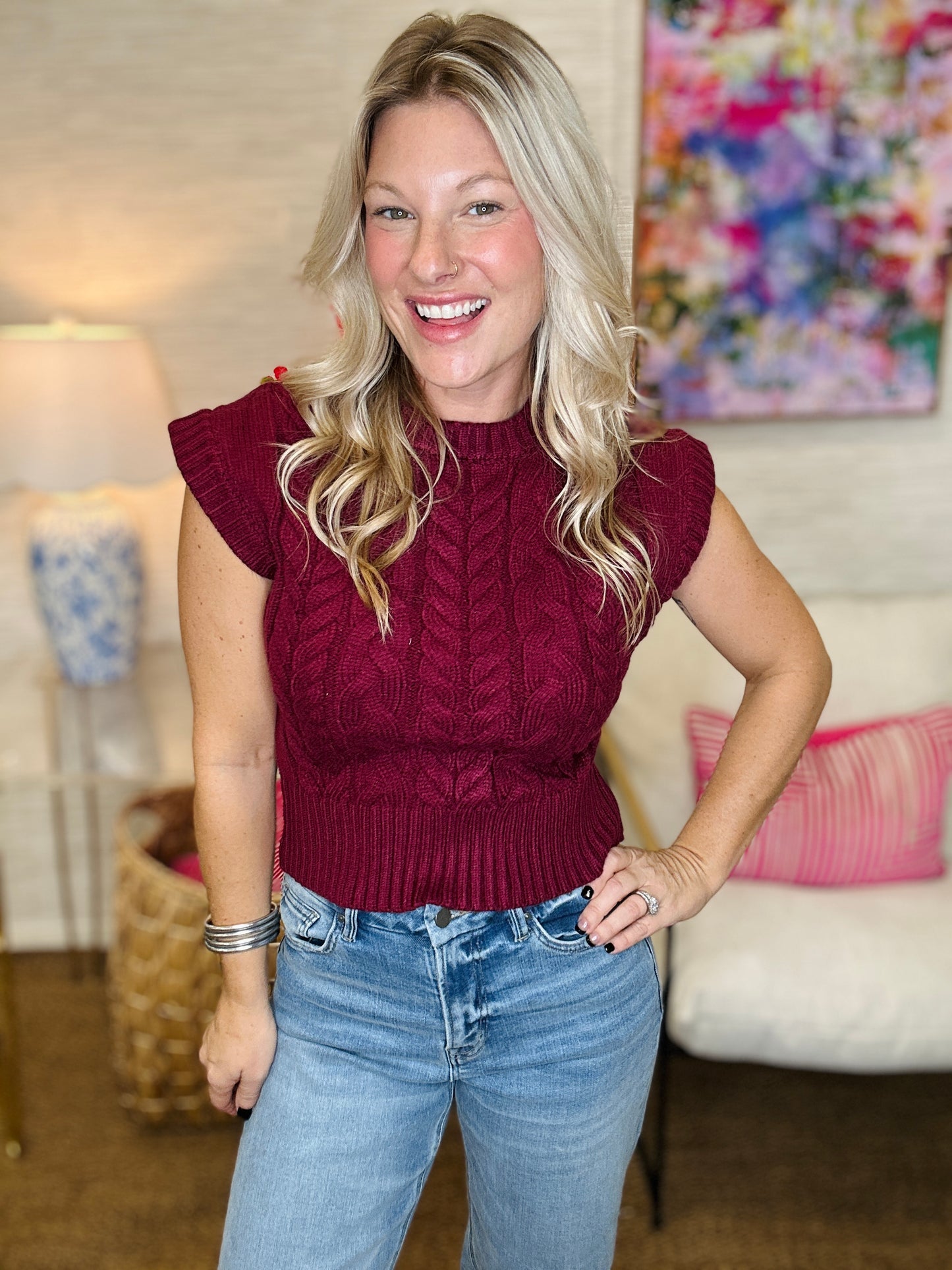 The Capped Cable Sweater-2 Colors