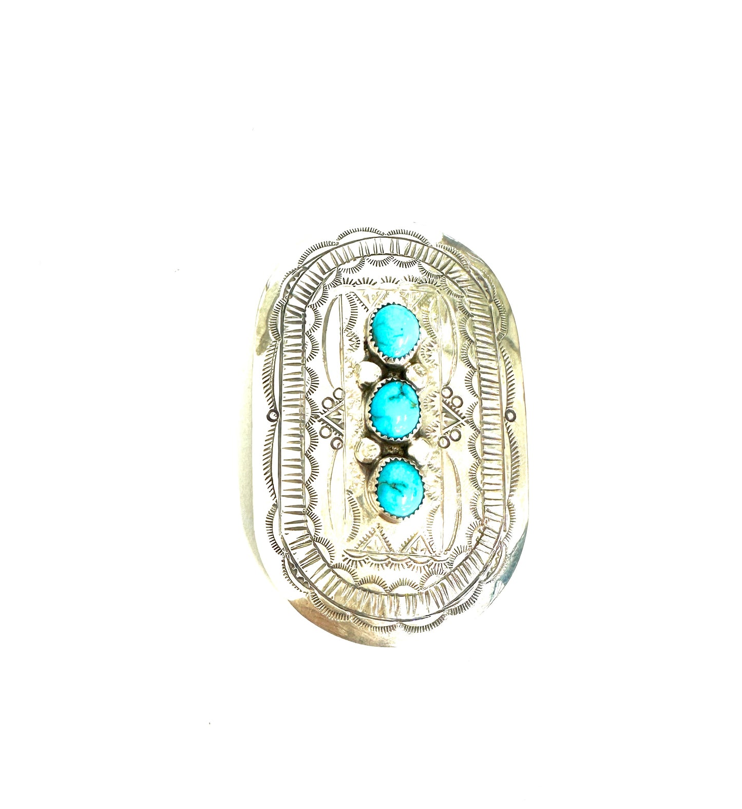 Wilbur Myers Sterling Turquoise Belt Buckle