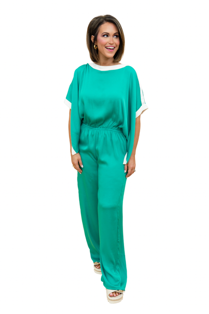 The Silk Contrast Jumpsuit - 3 Colors