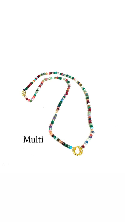 Agate Bead Magic Charm Bar Necklace-18"