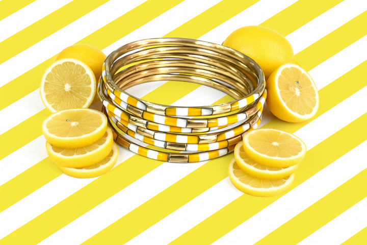 Budha Veda Bangles in Yellow/White